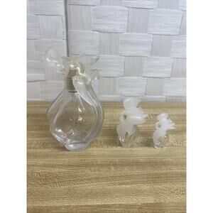 Lot of 3: L'Air du Temps Lalique Glass Bottle Nina Ricci 3.4oz, Travel, Mini